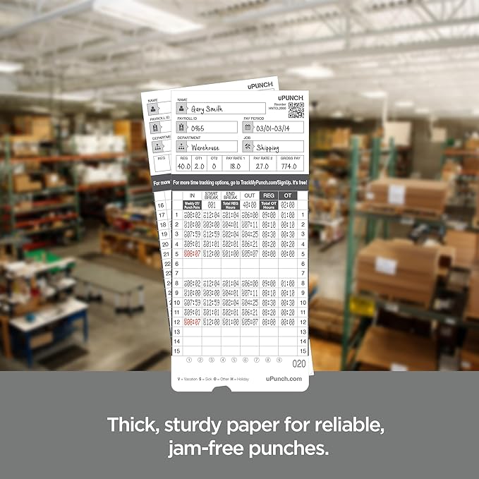 100 uPunch Time Cards for HN4000