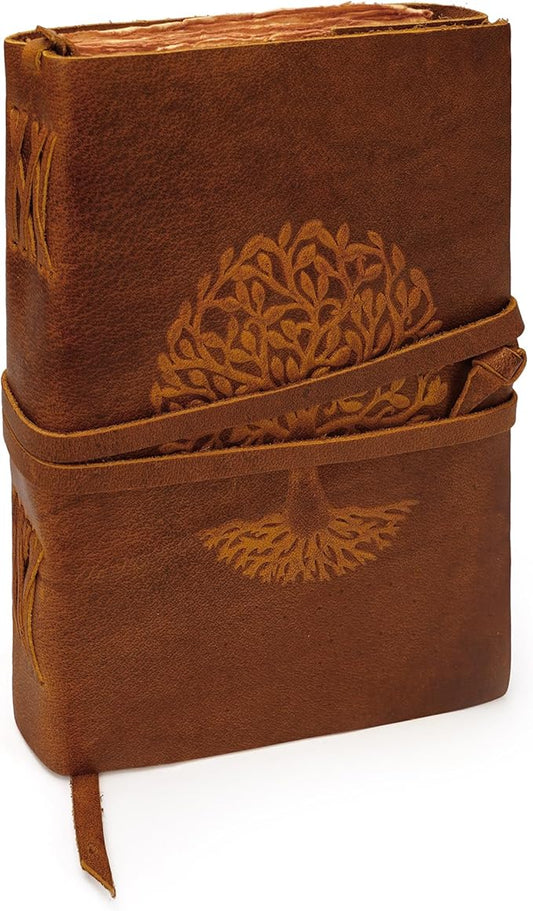 LUXEORIA Tree Of Life Leather Journal for Women and Men, Handcrafted Leather Journal for Writing Womens, Sketchbook, Travel Diary with Unlined Deckle Paper, Tan 7x10