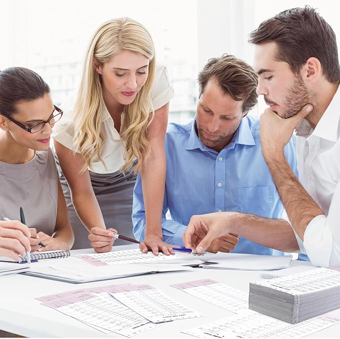 500 Pack Daily Time and Job Ticket 12 Flag Mechanics Time Sheets Cards for Employees Weekly Format Repair Shop Office Business, 4 1/4" x 9 1/2"