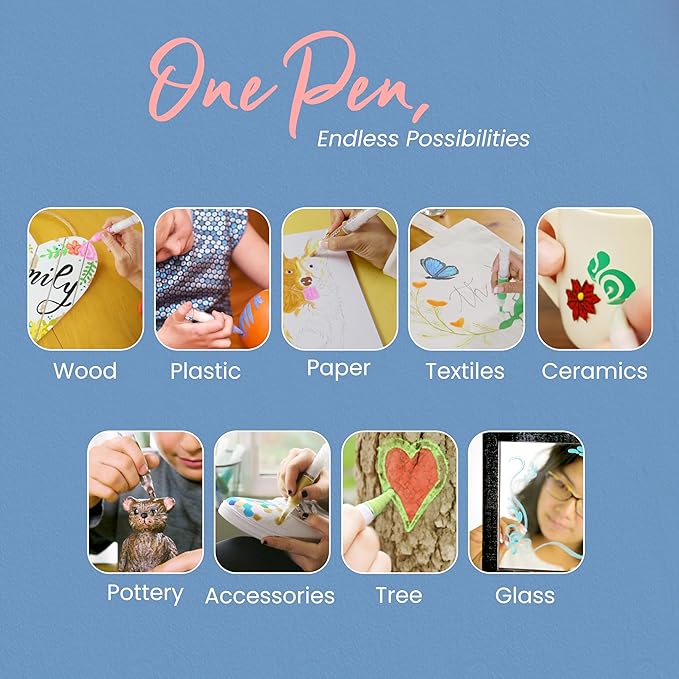 Slobproof Paint It! Decorating Pen, Refillable Paint Pens, Fine Tip, Home, Hobbies, Crafting, Scrapbooking, Fills with Chalk, Glitter, & Metallic Paints, Works on Wood, Fabric, Metal, Pack of 5