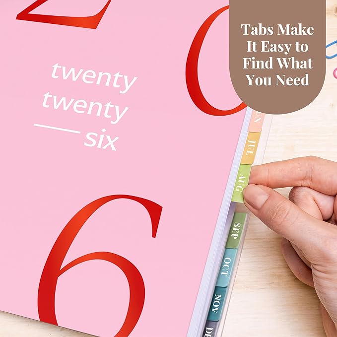 Rileys 2026 Planner, Agenda Planner With Weekly And Monthly View, Daily Agenda Book And Yearly Planners Calendar Book, Spiral Bound With Tabs, Notes, Goals And Holidays (Float, Pink, 8.5 x 11 in)