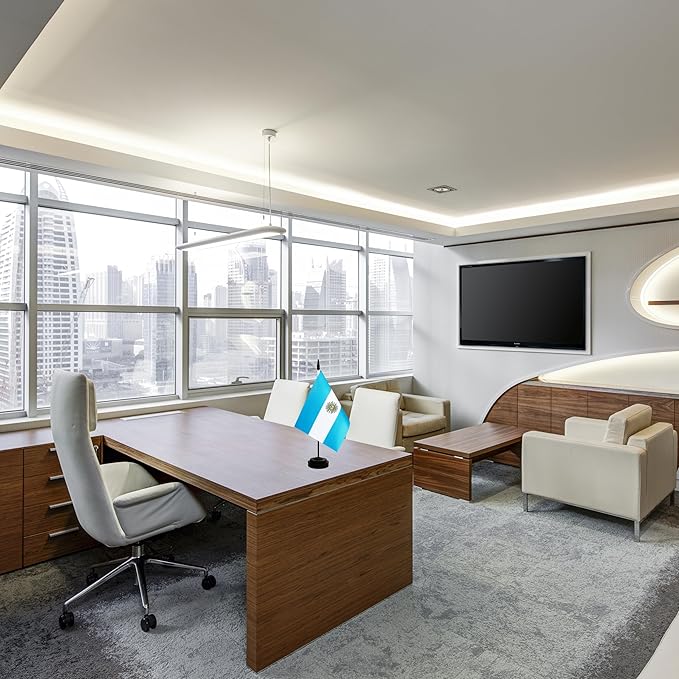 2 Pack Argentina Desk Flag, Argentinian Table Office Flag with Solid Pole and Stand Base, International Country Flag, Festival Celebration, Classroom Meeting Desktop Decoration (Argentina)