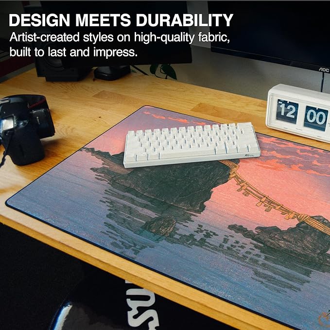 MPCO. Ukiyo-E Large Gaming Desk Pad - 36" x 17" Aeroglyde Fabric Futamigaura Desk Mats - Washable, Smooth Glide for Precision Gaming & Work