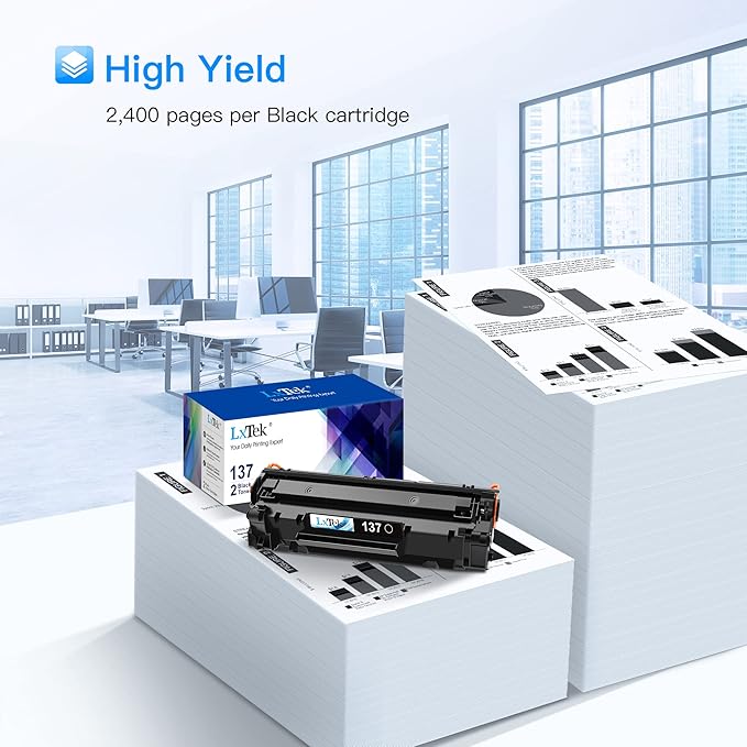 LxTek Compatible Toner Cartridge Replacement for Canon 137 Black Toner Cartridge 137 CRG137 to Use with Imageclass D570 MF232w MF242dw MF240 MF230 MF216n MF236n(2 Pack, 137 Black)