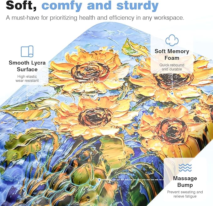 Ospelelf Mouse Pad with Wrist Rest Ergonomic Comfortable Pain Relief Mousepad Wrist Support for Computer Sunflower