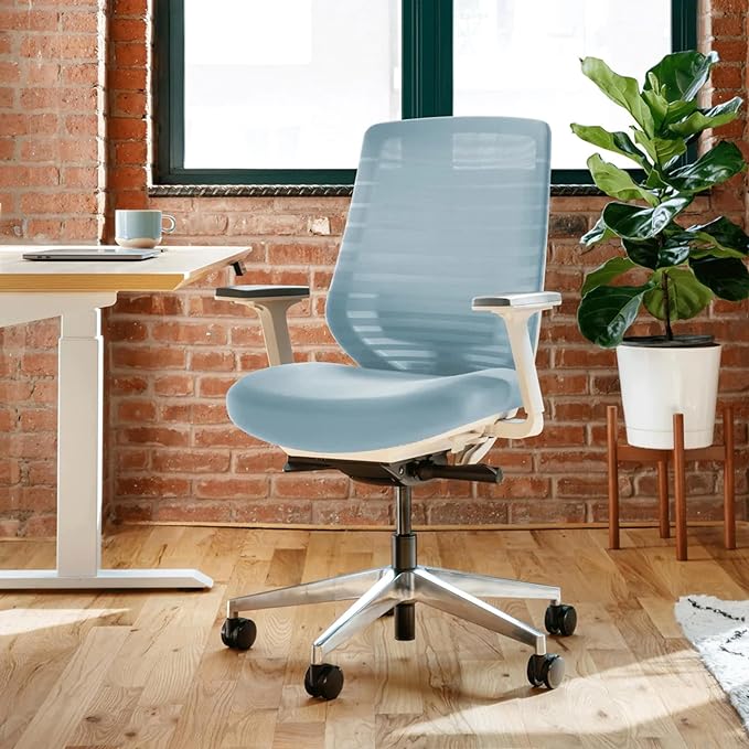 Branch Ergonomic Chair - A Versatile Desk Chair with Adjustable Lumbar Support, Breathable Mesh Backrest, and Smooth Wheels - Experience Optimal Comfort and Support - Light Blue