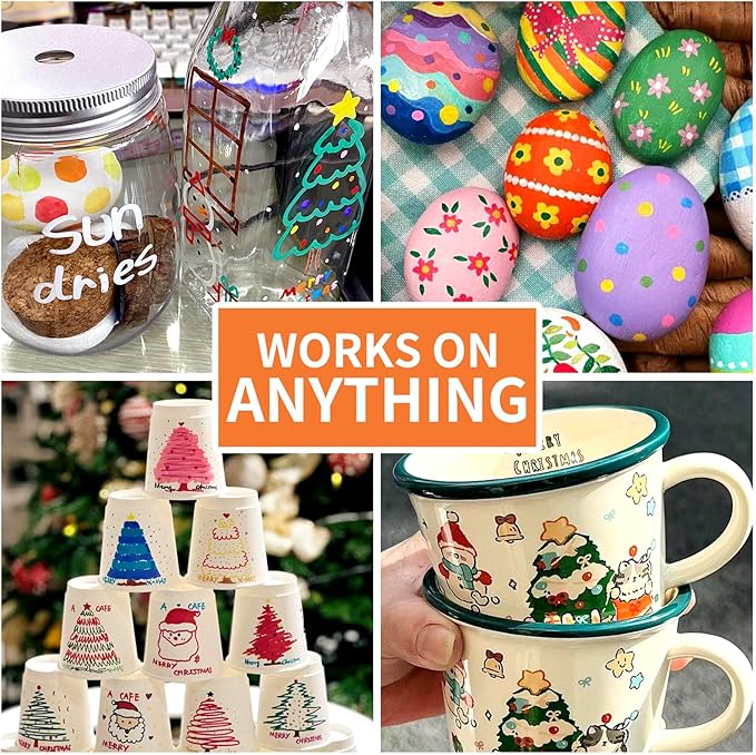 Gold Paint Pens Permanent Paint Markers 2 Pack Oil Based Markers, Quick Drying and Waterproof Marker Pen, Car Tire, Metal, Rock Painting, Wood, Ceramic, Plastic, Canvas, Mugs, Medium Tip