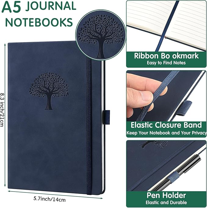 24 Pack Leather Notebook Journals Bulk 5.7" x 8.3" Harder Cover A5 Journals for Writing Men Women Leather Travel Notebooks Daily Gifts for Office School (Multicolored)