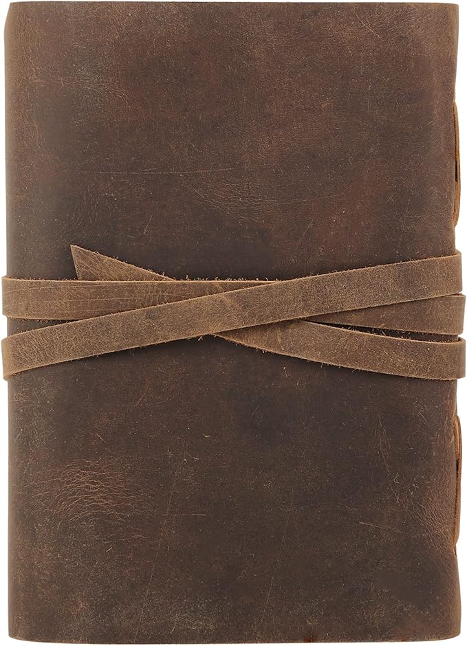 Handmade Leather Journal | Writing Notebook Diary | Bound Daily Notepad For Men & Women Unlined Paper Medium, writing pad for artist, sketch