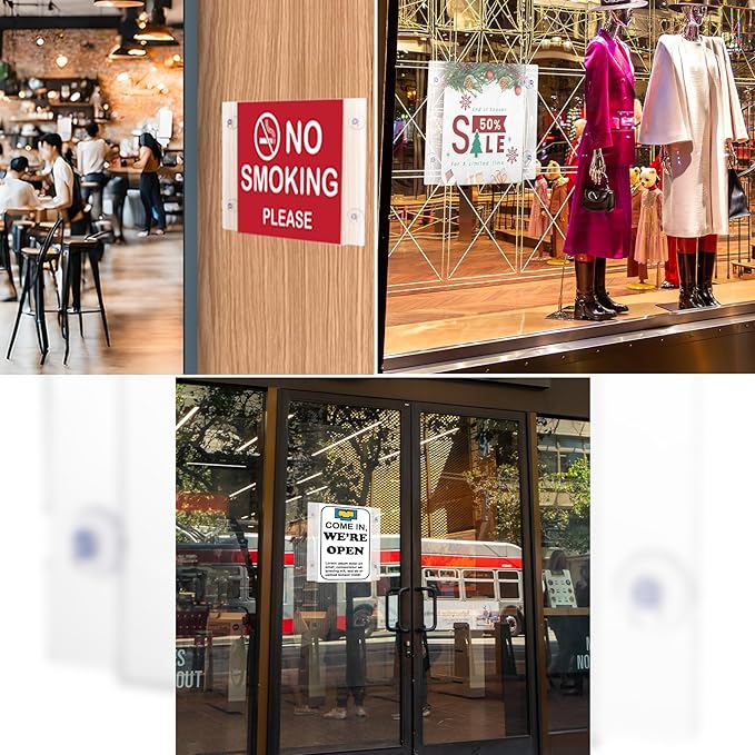 Adir Acrylic Sign Holder – Window Sign Holder with Suction Cups for Advertising and Promotion, Wall-Mount Display Frame, Clear Sign Holder Stand for Glass, Mall, Restaurants, Office - 2 pack (8.5x11 Inch)