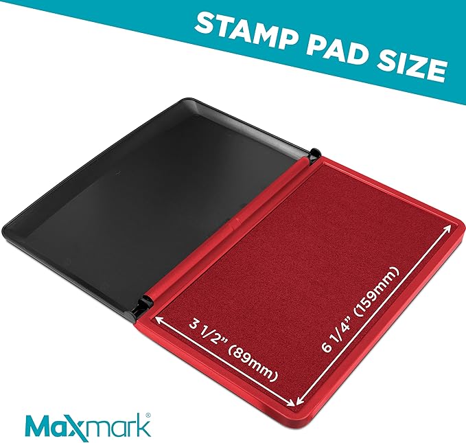 MaxMark Large Premium RED Ink Stamp Pad - 3.5" x 6.25" - Quality Felt Pad