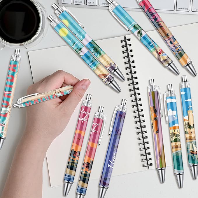 Florida Travel Ballpoint Pens - 24 Pcs Florida Souvenirs Gifts American City Travel Pens Set Retractable Smooth Ball Point Pen USA Souvenirs Gift for Office School Stationery Traveler Supplies