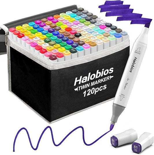 120 Colors Alcohol Markers Set, Dual Tip Fine & Chisel Drawing Markers Alcohol Marker with Case, Marker for Adults Kids Coloring Artists Drawing Sketching Card Making and Illustration
