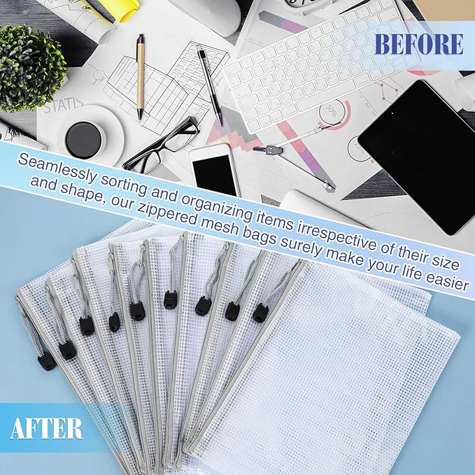 Jetec 32 Pcs Mesh Zipper Bags Toy Storage Bikini Organizer Bag Bolsas Para Guardar Trajes De Baño Waterproof Zipper Reusable Pouch Puzzle Multipurpose for Storage Office(Grey,9 x 7 Inch)