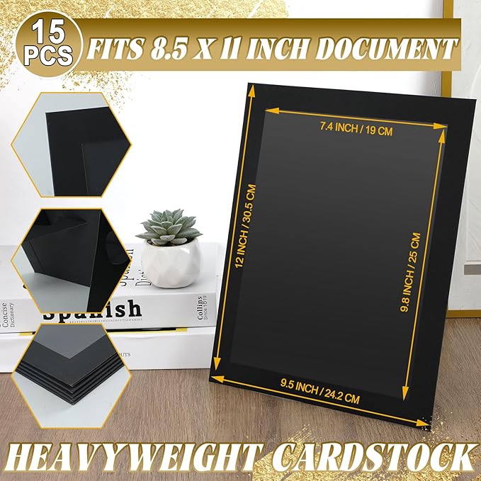 8.5 x 11 Paper Diploma Frame with High Definition PVC Window Paper Certificate Degree Document Holder Picture Photo Frames Display Gallery Wall Frame Art Frames for Tabletop and Wall Display(15,Black)