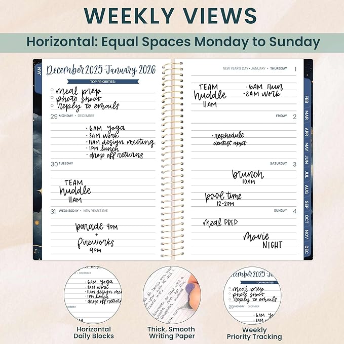 bloom daily planners 2026 Pocket Planner - 4” x 6” - (January 2026 - December 2026) - MINI Weekly/Monthly Agenda Organizer & Calendar Book - Midnight Sky