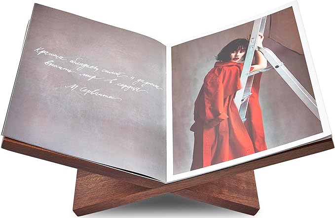 Honygebia Solid Wood Book Stands - Cross Frame Sapele Wooden Book Holder, Open Bookstand for Display and Reading, Suitable for Art, Bible, Cookbook, Easel, Magazine, Textbooks