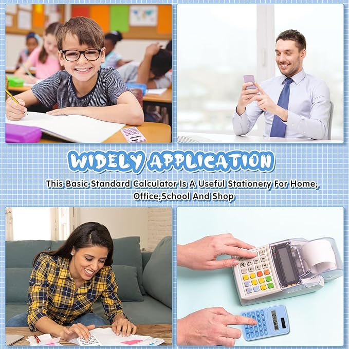 LEIFIDE 24 Pack Pocket Calculator Small Bulk Basic 4 Function Calculator 8 Digit Display Battery Powered for Desktop Home Office School Student Kids(Macaron Colors)