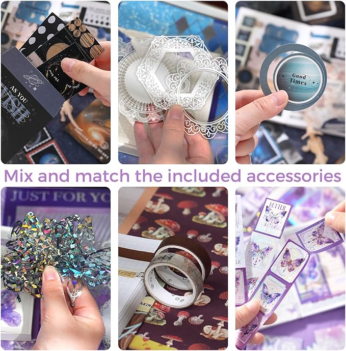 Funto Scrapbooking Kit(162 PCS), Warm Mail Series-Dreamland, Perfect for Bullet Scrapbooking Materials, Planner DIY Arts Craft Collage