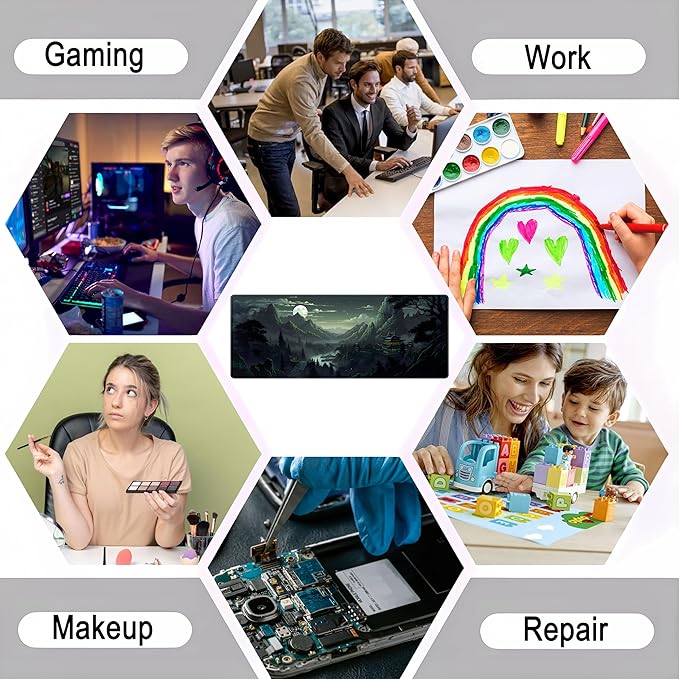 Green Mouse Pad Natural Moon Desk Mat Mousepad XL Large Extended Desk Pad Anime Mountains Desk Matt for Desktop, Laptop Computer Keyboard Mouse Mat for Women Office Decor Accessories 31.5x11.8 in