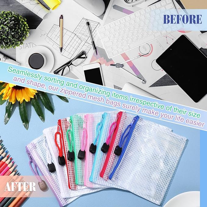 Jetec 32 Pcs Mesh Zipper Bags Toy Storage Bikini Organizer Bag Bolsas Para Guardar Trajes De Baño Waterproof Zipper Reusable Pouch Puzzle Multipurpose for Storage Office(Classic Color,5.1 x 4.1 Inch)