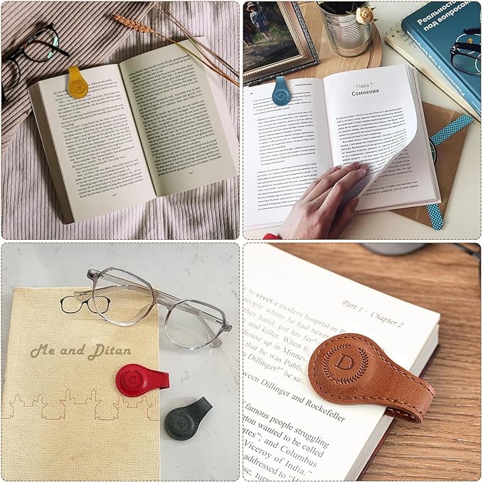 Handmade Personalized Leather Magnetic Bookmark - Custom Initial Letter Design with 26 Alphabet Choices - Durable Bookmark for Readers, Book Lovers, Women & Kids