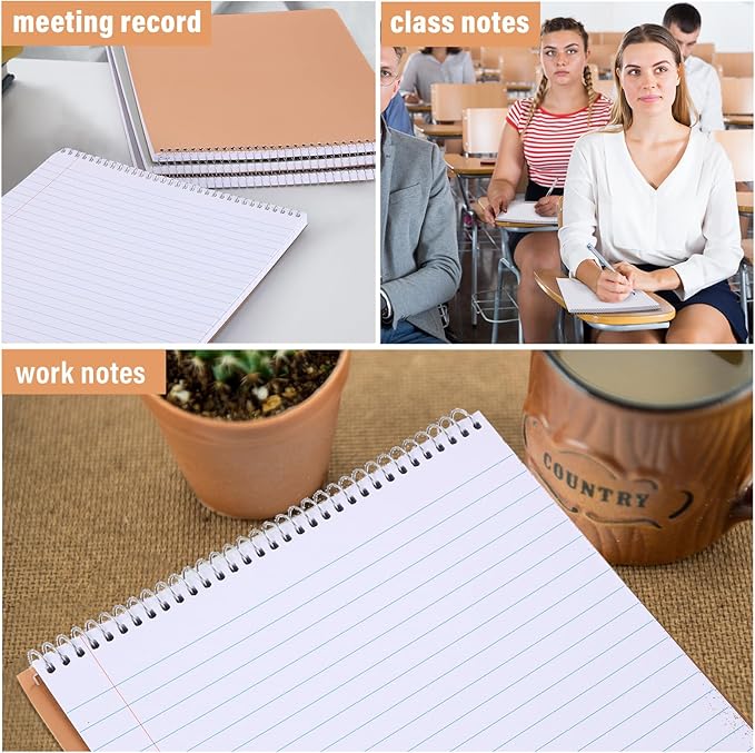 Maitys 6 Pack 8.5 x 11'' Top Bound Office Steno Book Wide Ruled Double Sided Spiral Steno Books Reliable White Paper 70 Sheets/Pad Pastel Colors Covers for Writing Notes College(Cute Color)