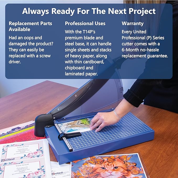 United Office Products T14P Professional Guillotine Paper Trimmer, Sturdy Metal Base, 14" Cut Length, 40 Sheet Capacity, Paper Cutter for Offices, Schools and Crafts