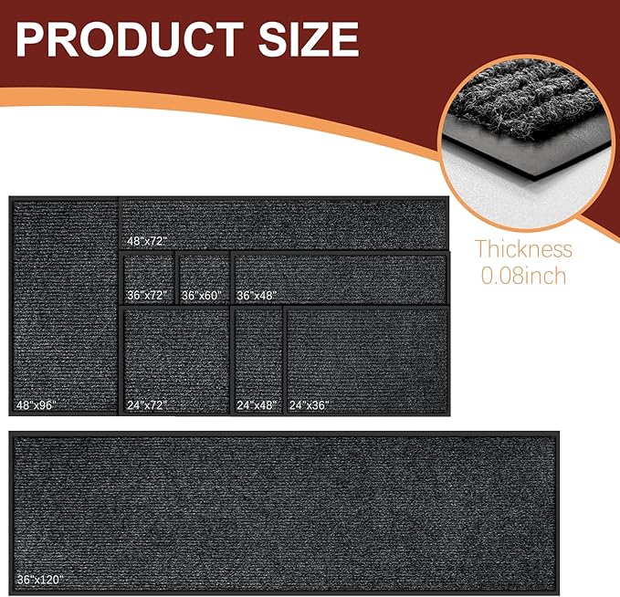 Vicwe Indoor Outdoor Door Mat, 3'x10' Heavy Duty Front Door Mat, Non-Slip Washable Doormats Entrance Mats, Dirt Resistant and Absorbent Doormat, Commercial Outdoor Entrance Floor Mat for Home Office