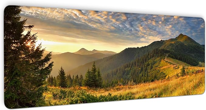 Smoky Mountains Mouse Pad, Fall Forest Computer Mouse Mat, Great Smoky Mountain National Parks Keyboard Pad, Non-Slip Base, Stitched Edge Desk Mat for Office, 31.5 X 11.8 Inch, 3mm Thick