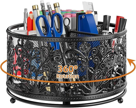 EKNITEY Pencil Holder for Desk - Cute Rotating Pen Organizer Caddy Desktop Storage Stationery Supplies for Office Home Classroom School