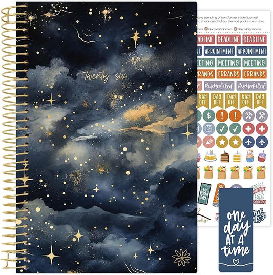 bloom daily planners 2026 Planner (January - December) Calendar Year Organizer - 5.5” x 8.25” - Weekly & Monthly Agenda Book with Stickers & Bookmark - Midnight Sky