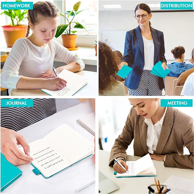 feela 6 Pack Pocket Mini Notebooks Bulk, Small Cute Memo Notepads Hardcover College Ruled Lined Journals with Pen Holder for School Business Work, with 6 Black Pens, 3.5”x 5.5”, A6, Emerald