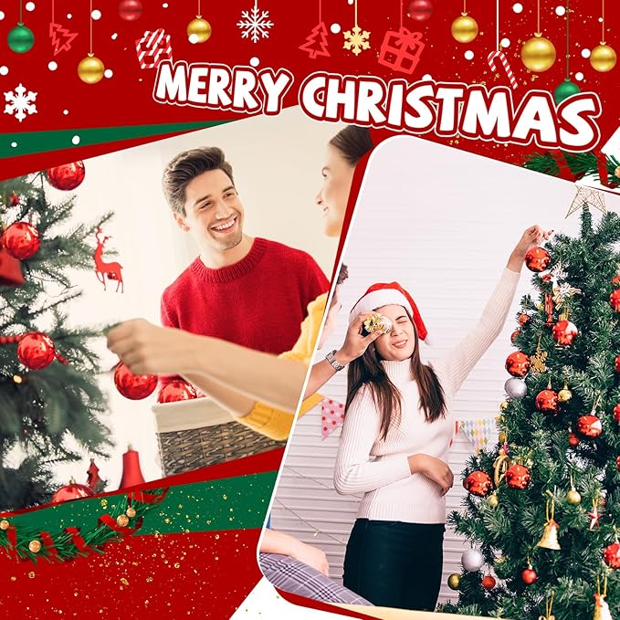 60 Pcs Christmas Ball Ornaments 4 Inch UV Resistant and Waterproof Shatterproof Shiny Plastic Christmas Tree Hanging Ornaments Decoration for Indoor Outdoor Holiday Party(Red)