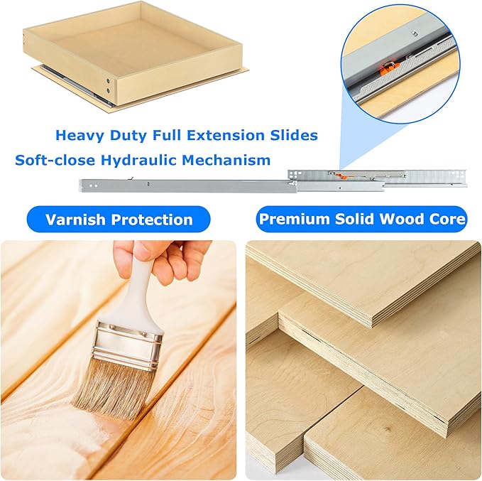 WelFurGeer Soft Close Pull Out Cabinet Organizer, 32" W x 22" D Pull Out Drawer for Cabinet, Bottom Mount Pull Out Drawers for Kitchen Cabinets, Durable Pullout Drawers for Home & Kitchen Organization