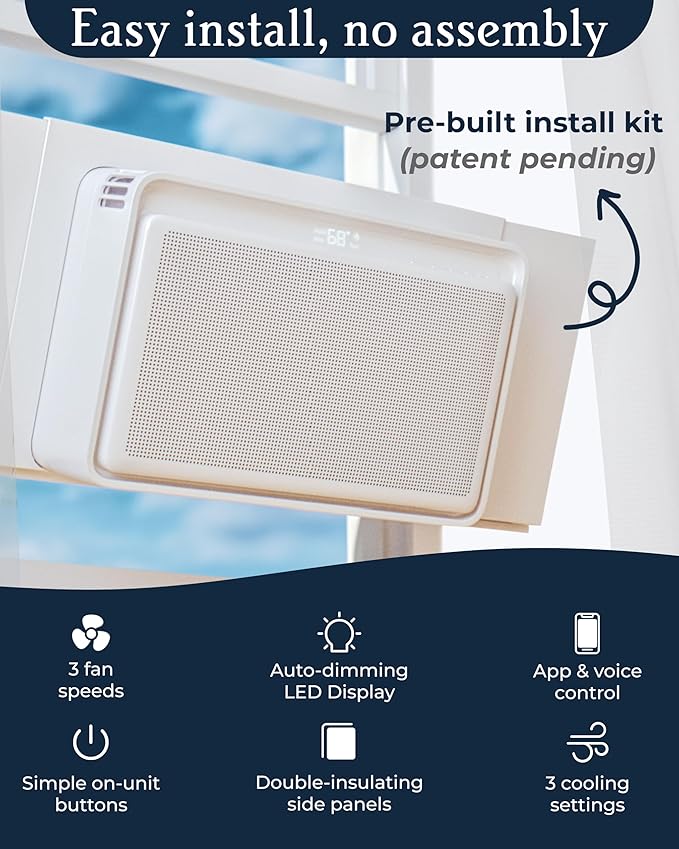 Windmill 6,000 BTU Window Air Conditioner - Quiet & Smart, Cools up to 250 Sq. Ft. - Easy Install No Assembly, App/Wi-Fi, Voice-Enabled, Remote Control