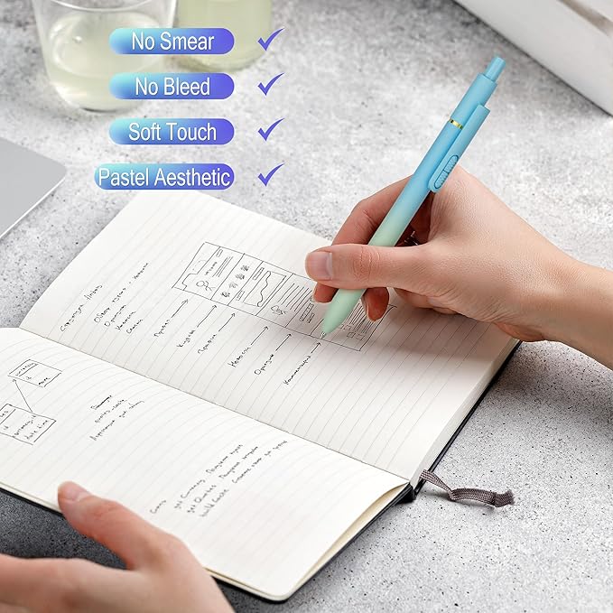 8 PCS Ballpoint Pens,Smooth Writing Pens, 1.0mm Black Ink Pens, Retractable Pens, School Office Supplies