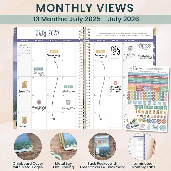 bloom daily planners HARDCOVER Planner 2025-2026 Academic Year (July 2025 - July 2026) - A5 Task Goal Organizer - Monthly & Weekly Inspirational Agenda Book - 5.5" x 8.25" - Mystical Mountains