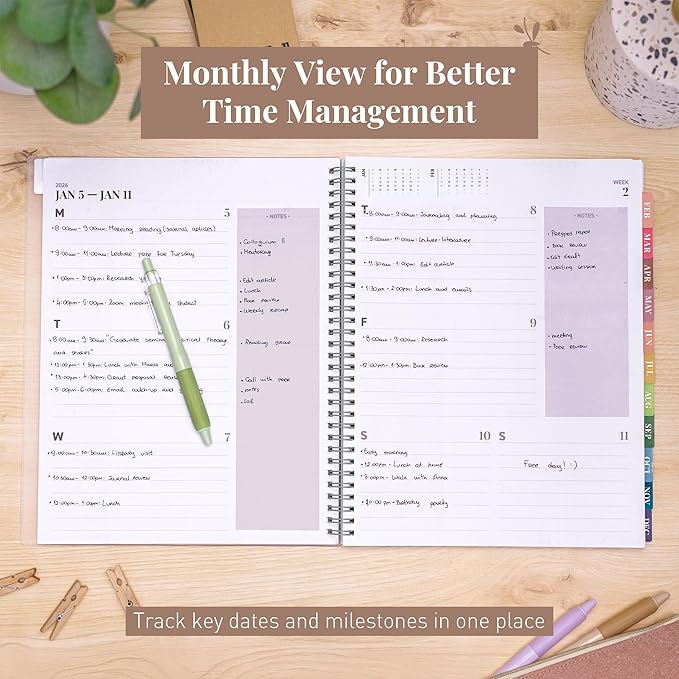 Rileys 2026 Planner, Agenda Planner With Weekly And Monthly View, Daily Agenda Book And Yearly Planners Calendar Book, Spiral Bound With Tabs, Notes, Goals And Holidays (Lilac, 8.5 x 11 in)