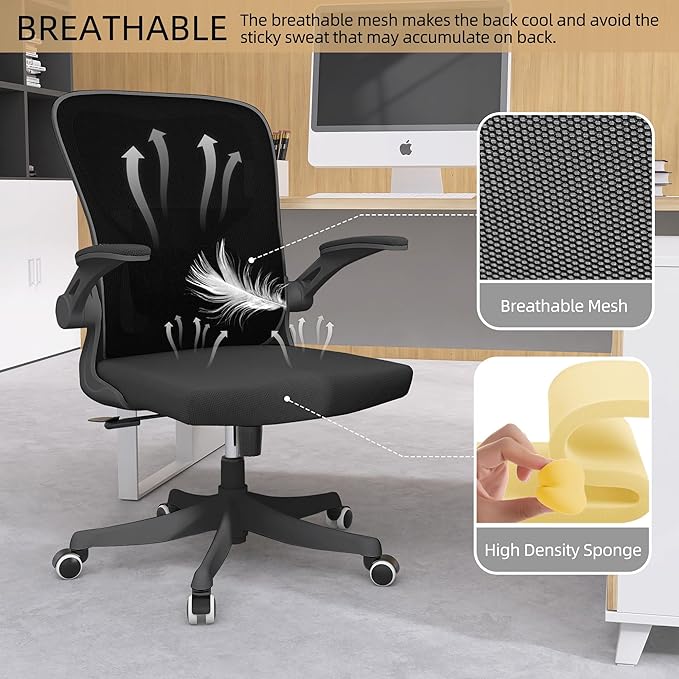 Desk Office Chairs Computer Mesh Chair Executive Chair with Lumbar for Home & Office (05Blcak)