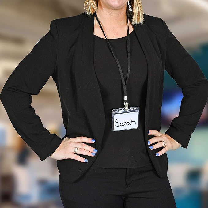 SEE-IT! 330 pcs Make 110 Name Tag Holders with Lanyards and White Insert Cards, Quick Load No Zipper Badge Protector ID Holder Heavy Duty Reusable Business School Church Conference