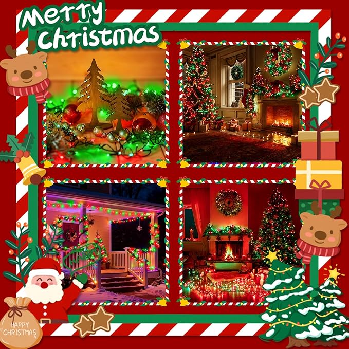 2025 New Voice Control 88ft 240LED Smart Christmas String Lights Outdoor/Indoor | String Lights with Remote, 12Modes, 7Voice Commands & Timers, Christmas Twinkle Light for Xmas Tree Decor(Red & Green)