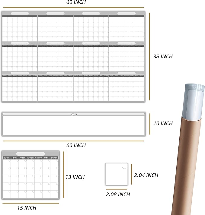 Large Dry Erase Wall Calendar - 48"x60" 2025 Undated Yearly Planner for Home, Office, School Projects - Jumbo Erasable Laminated Task Organizer