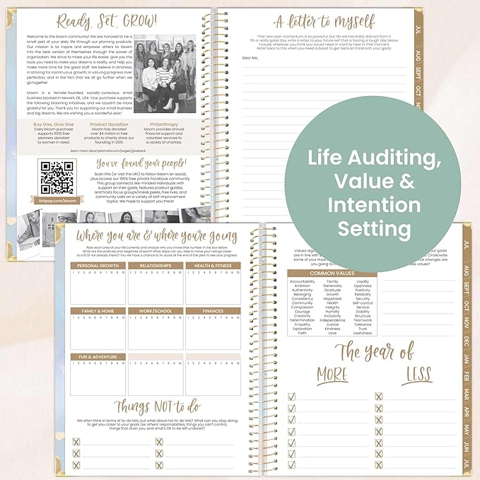 bloom daily planners HARDCOVER Planner 2025-2026 (8.5" x 11") Academic Year (July 2025 - July 2026) - Task Goal Organizer - Monthly & Weekly Inspirational Agenda Book - Iridescent Opal