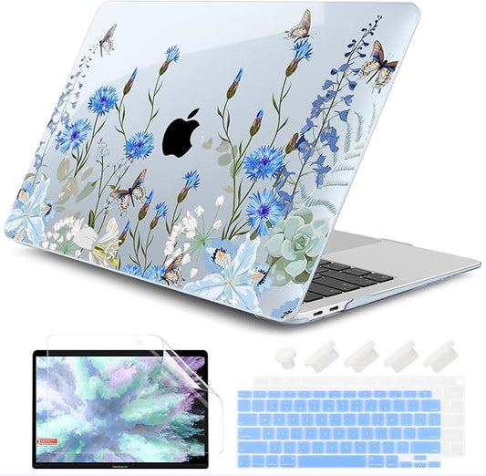 DONGKE for MacBook Air 13 Inch Case 2021-2018, Compatible with A2337 M1 A2179 A1932 Support Retina Display & Touch ID, Hard Shell Plastic Cover with Keyboard Skin - Paradise Nature