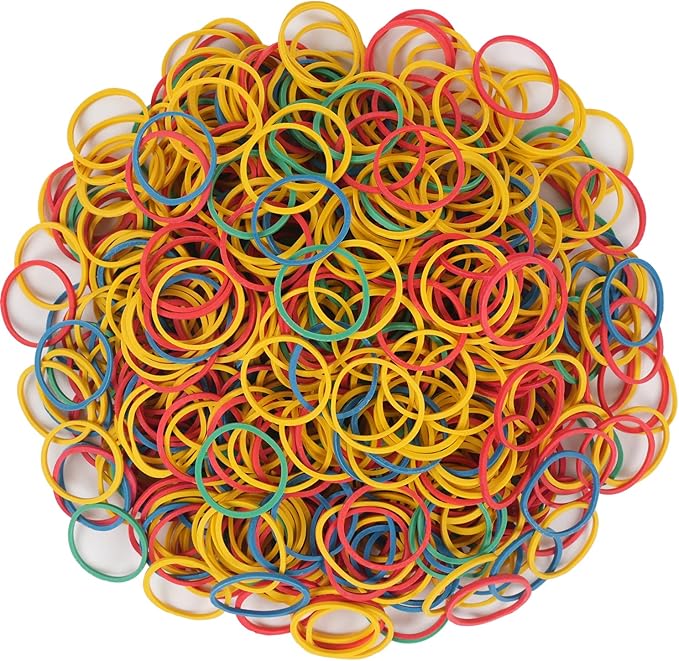 AMUU Rubber Bands 750pcs Colour Elastic Band Size 25mm 1 inch Rubber Bands Small for Office Supplies School Home