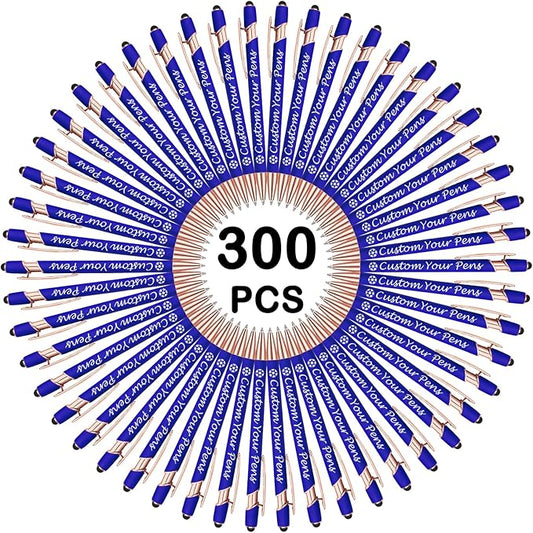 Amlion Personalized Custom Pens with Name Engraved Logo Text,300 Customized Writing Stylus Pen Promotional Item Gift for Men Women Office Business Wedding-Blue