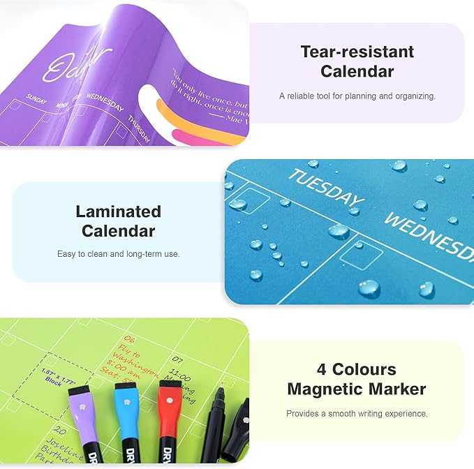 Ospelelf Undated Wall Calendar Dry Erase 12 Month, 12" x 17" Laminated Calendar Monthly Office Calendar 2025, 12 Sheets