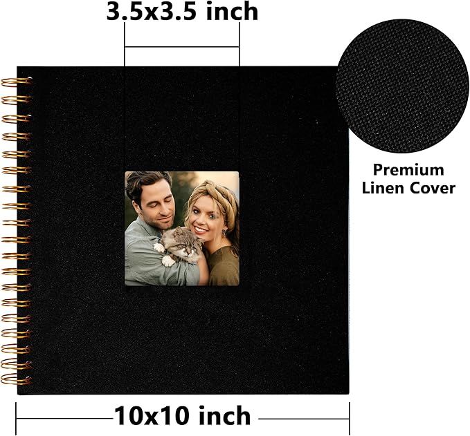 Vienrose Scrapbook 10x10 Inch Hardcover Kraft White Pages DIY Scrapbook Photo Album Linen Cover Scrap Book Photo Albums Scrapbooking Supplies Kit for Couple Family Wedding Travel