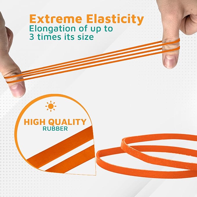 PlasticMill Orange Rubber Bands Size 33 (3 1/2" x 1/8") - #33 Colored Rubber Bands Office Supplies - Strong, Elastic Bands for Crafts, Balloon Garland, Cash, File Folders (1,000-Pack)